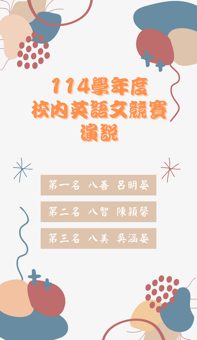 【教務】114學年度校內英語文競賽成績圖片