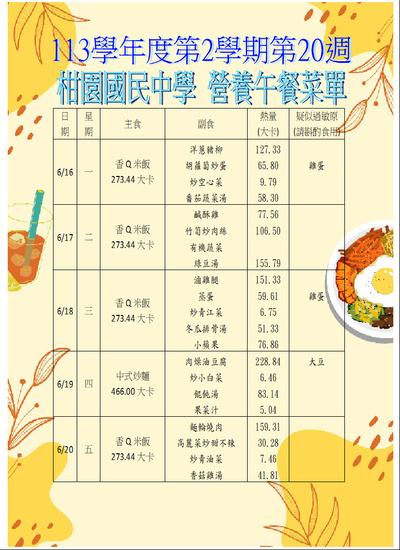 【學務】113-2第20週午餐菜單圖片