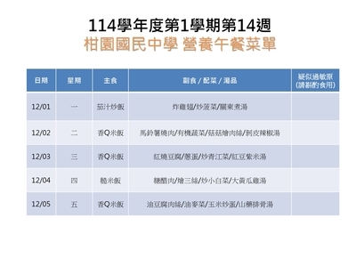 【學務】114-1第14週午餐菜單圖片