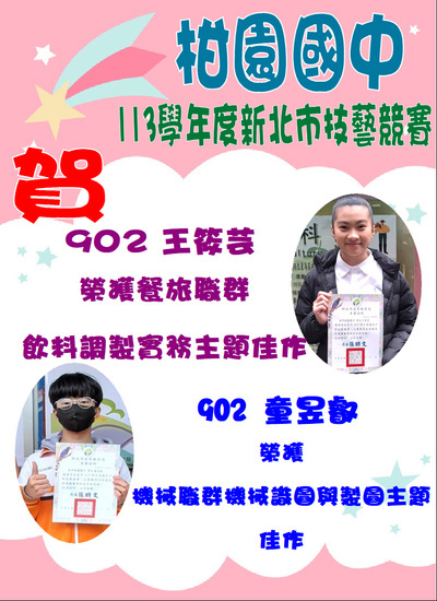 113學年度新北市技藝競賽成績圖