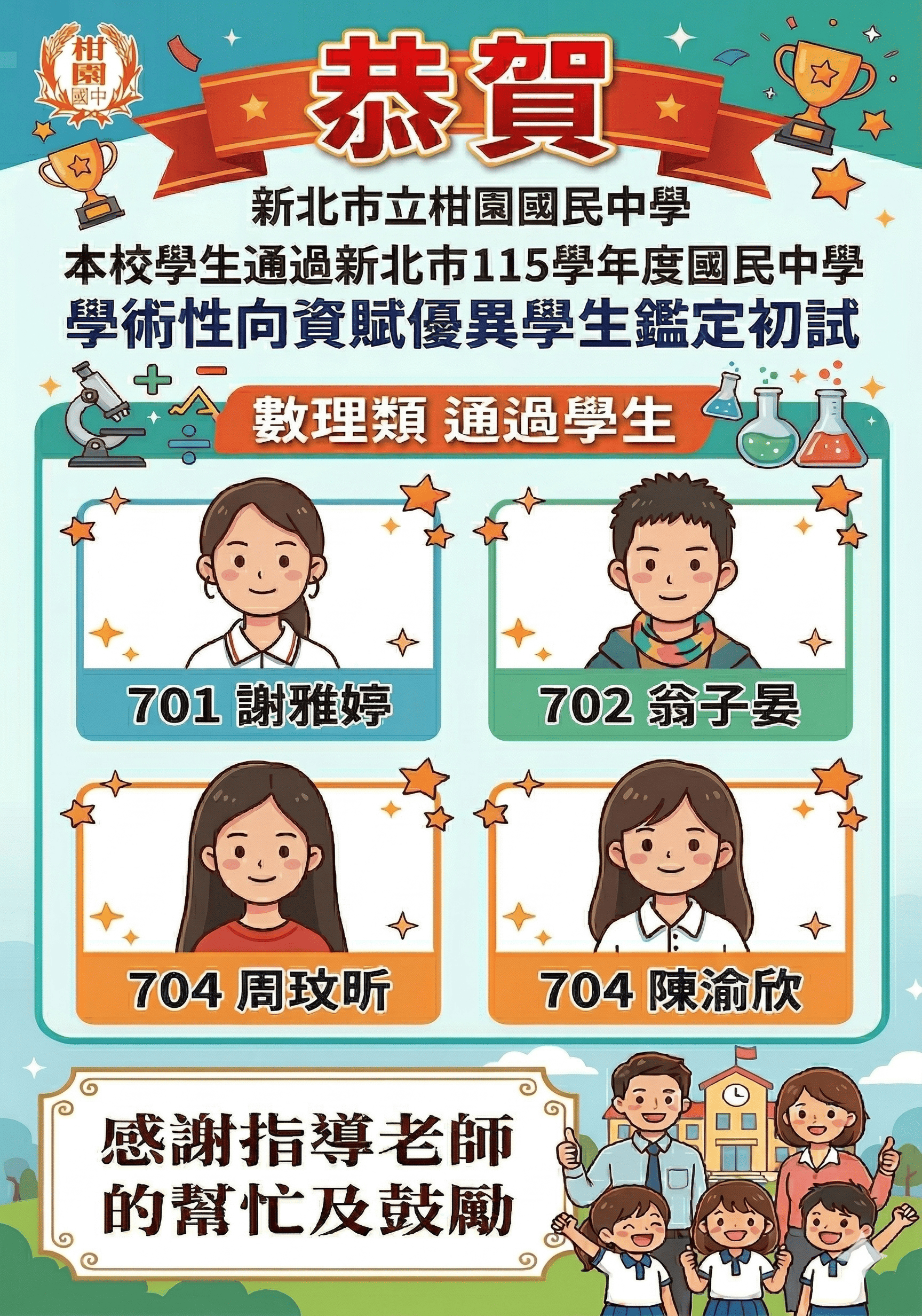 115學年度國民中學學術性向資賦優異學生鑑定初試